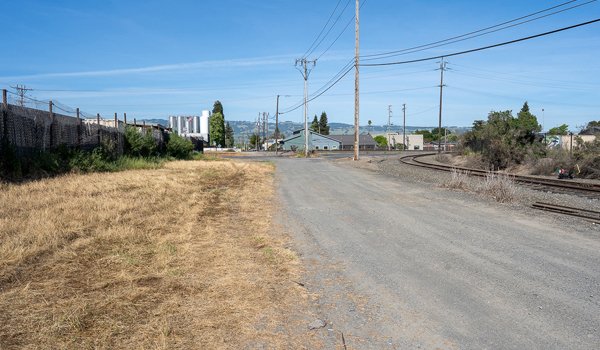 Empty Lot at the End of Madison, at Lakeville, a vacant property in downtown Petaluma